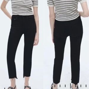 Rag & Bone Wren High-Rise Slim Straight Raw Hem Sz 31 BLACK
